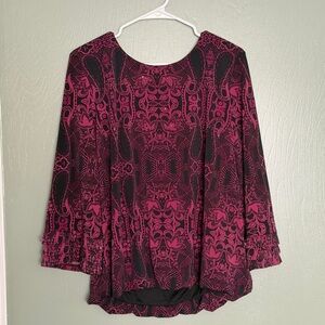 Alfani Pink and Black Long Sleeve Top